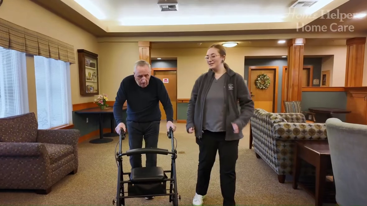 caregiver with male client at assisted living1 Caregiver with male client at assisted living
